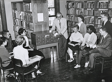 Image of Students Around Card Catalog