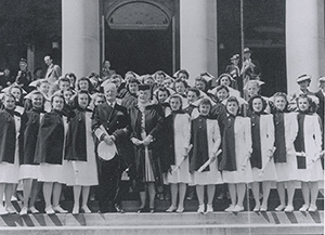 Photograph of Cadet Nurses with Admiral Nimitz