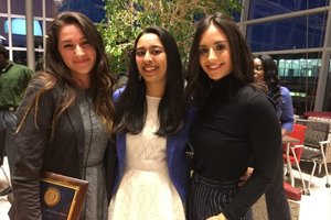 Last year’s Panasci Business Plan Competition winners —  First place:  Kayla Simon and Elizabeth Tarangelo, In-Spire; Second place:  Julia Haber, WAYV