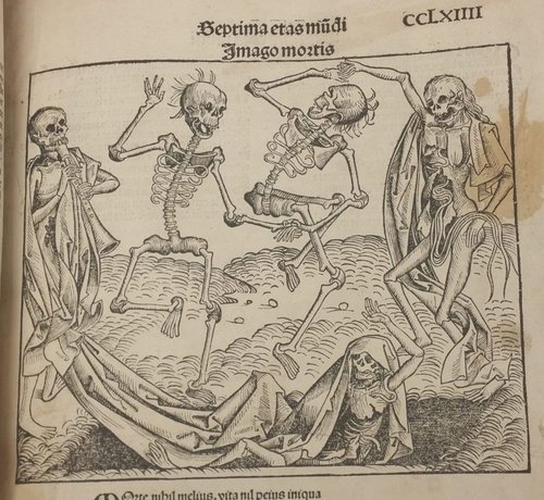 Five skeletons dancing