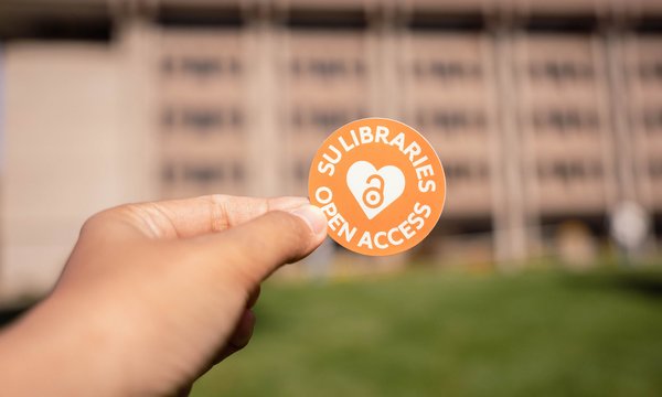 open access sticker in front of Bird Library