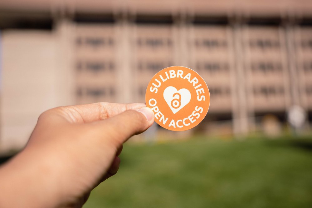open access sticker in front of Bird Library
