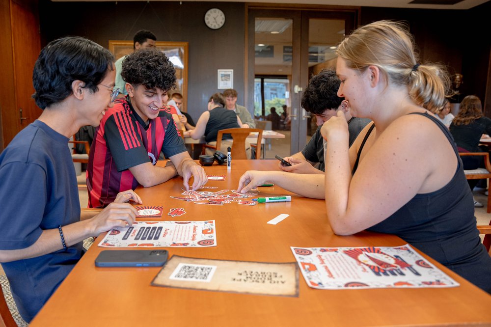 students working at table