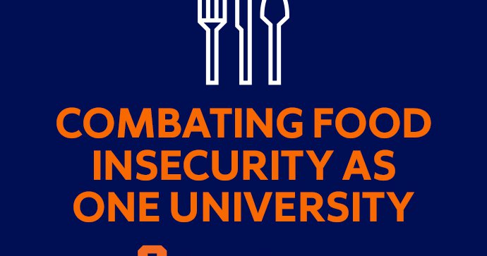force knife and spoon icon with text that reads "Combating Food Insecurity as One University"