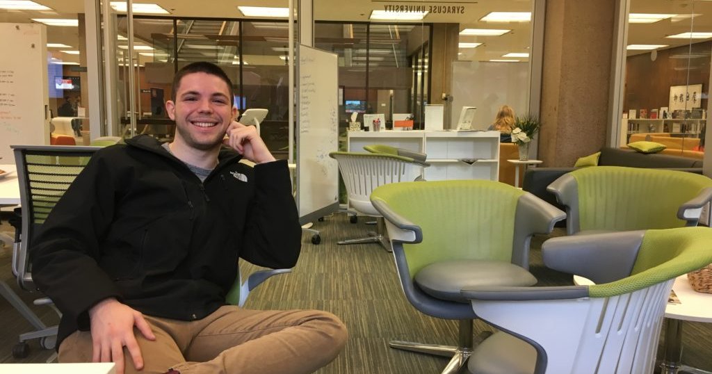 man sitting in the Launchpad office