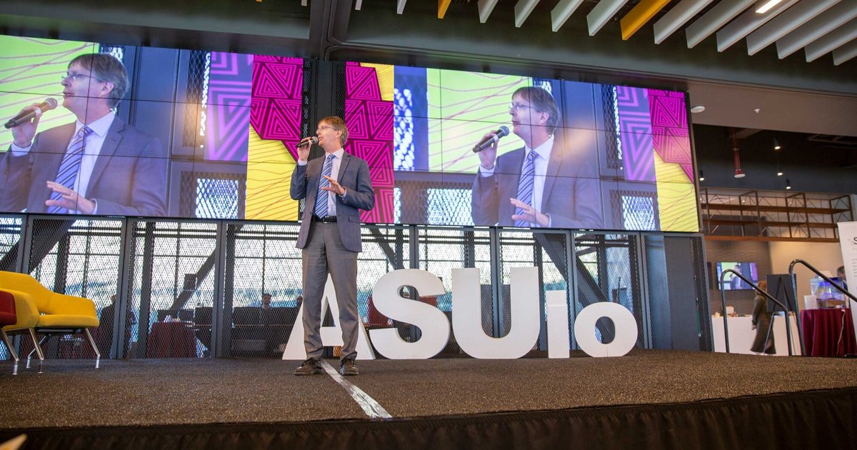 A person speaking on ASUio stage