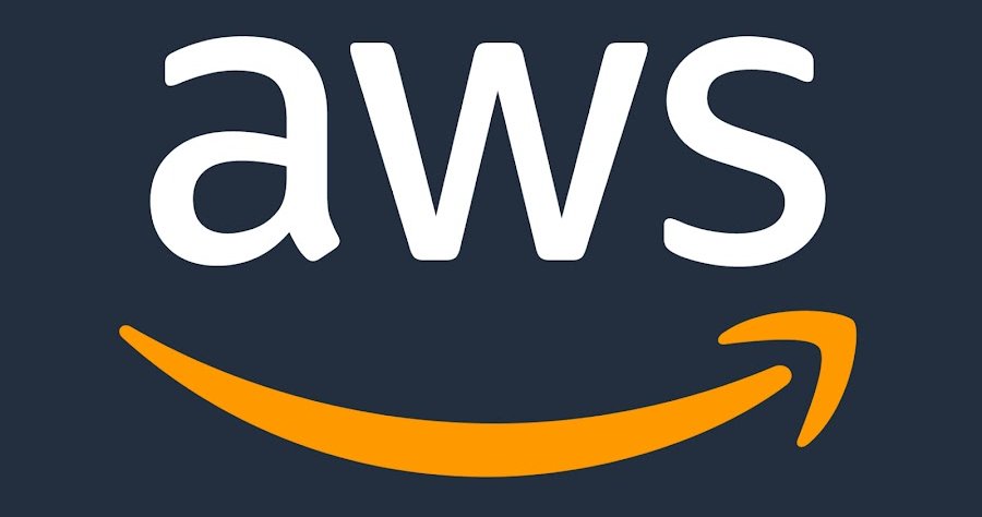 AWS Logo in white and orange with a gray background