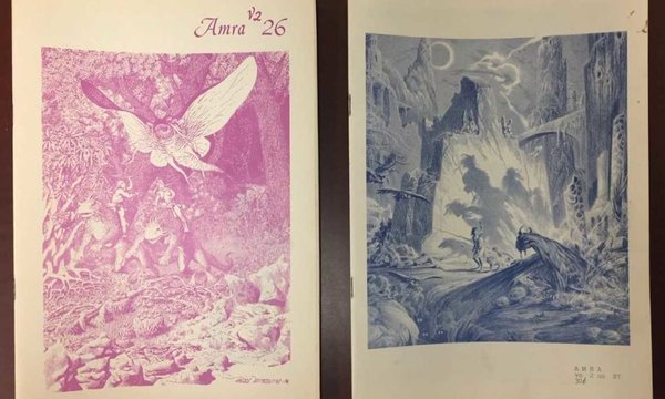 Pink and blue colored fantasy scenes