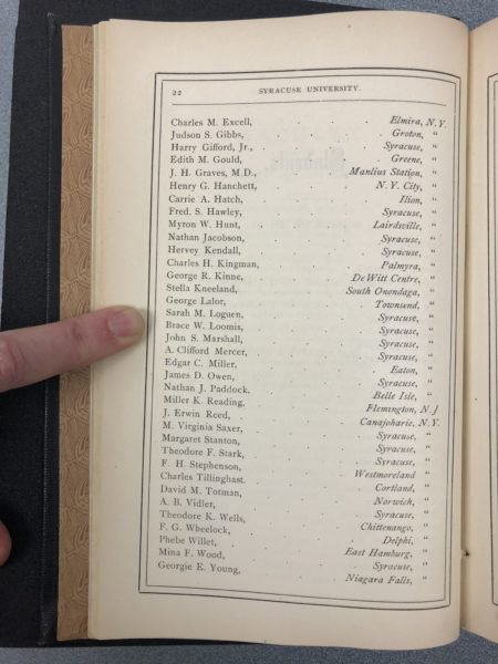 Black text on white page, list of names in book