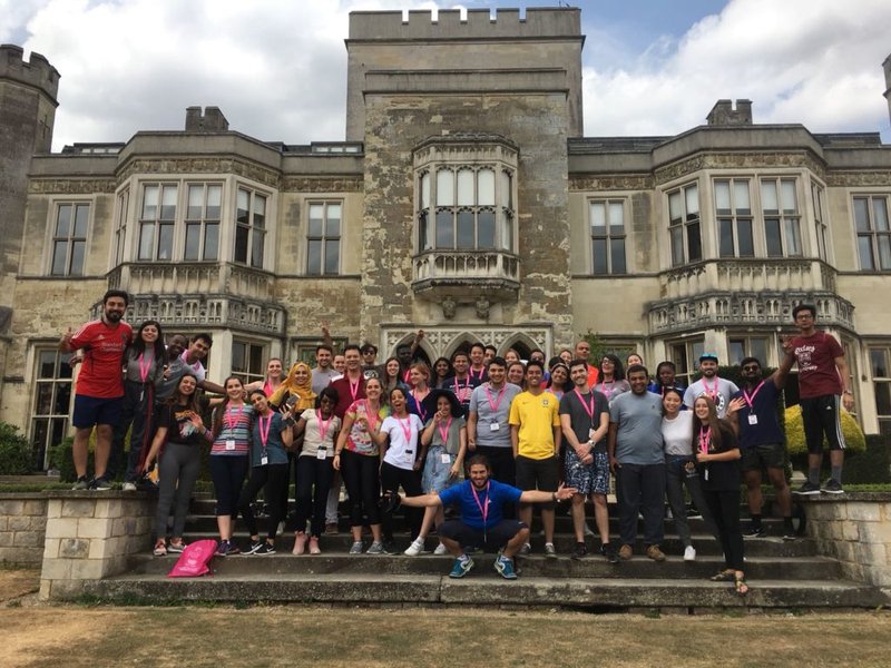 Audrey Miller with other Hult Prize team members at Hult Castle
