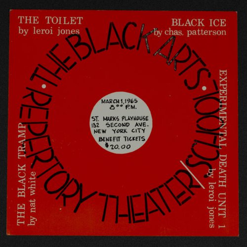 cover Circular black text on red background that reads "The Black Arts, Repertory Theater, School"