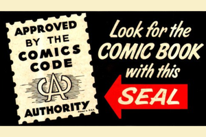 illustration that says "look for comic book with a seal"