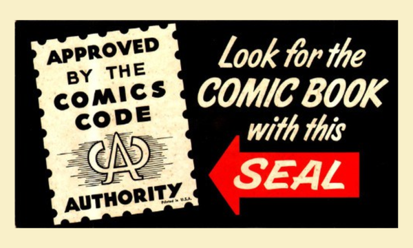 illustration that says "look for comic book with a seal"