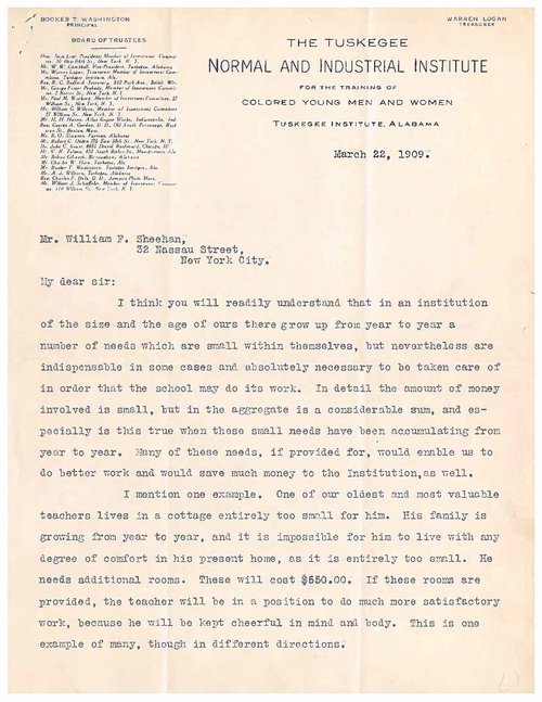 Booker T Washington_Sheehan_Letter_Page_1