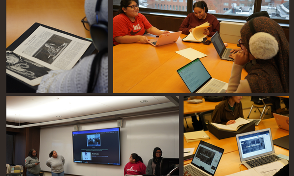 four photos of students working in SCRC as part of Dr. LaVerne Gray's class