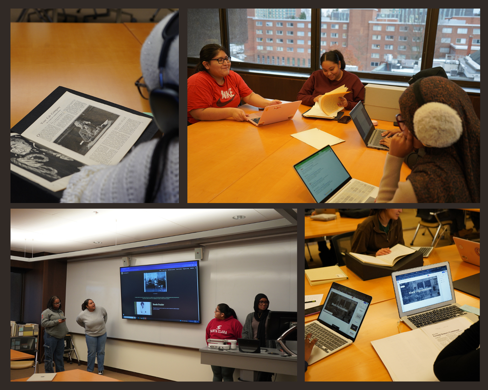 four photos of students working in SCRC as part of Dr. LaVerne Gray's class