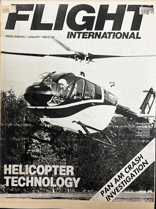 cover of magazine Flight International with helicopter image