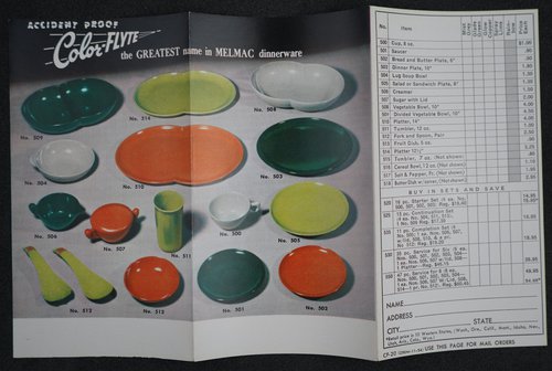 Brochure for the Colorflyte line of patented Melmac (melamine) dishware. Edward Hellmich Papers.