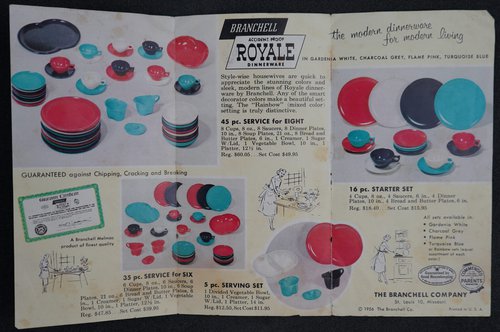 Brochures for the Royale line of patented Melmac (melamine) dishware. Edward Hellmich Papers.