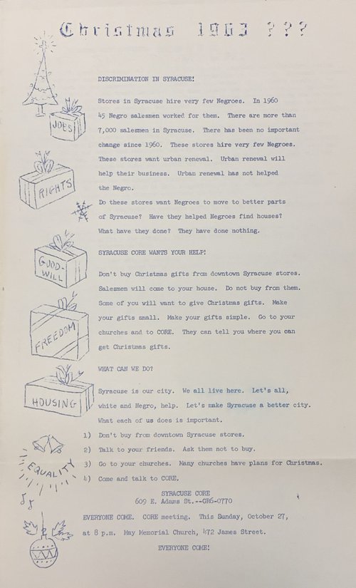 Christmas 1963 boycott guide distributed by CORE.