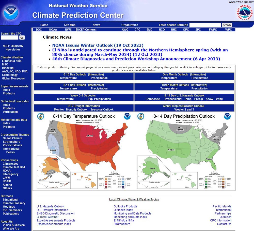 screen shot of U.S. climate maps