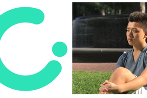Club app logo and a photo of Fabio Xie