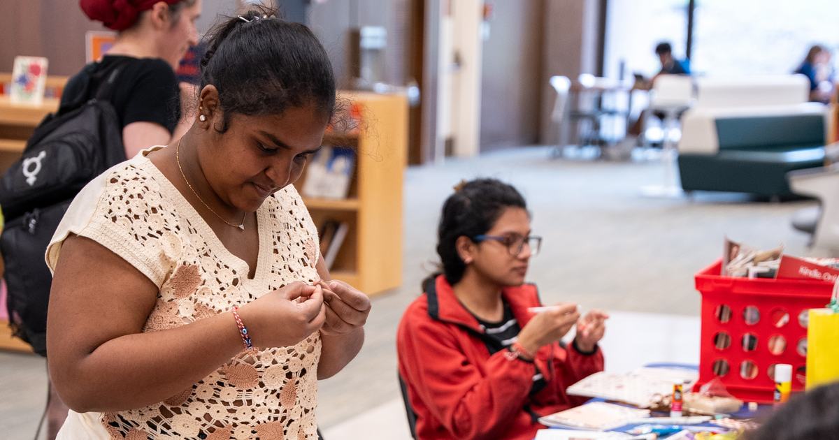 students making crafts at Bird Library