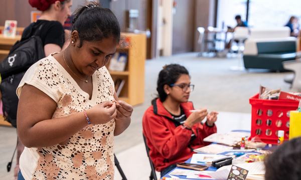 students making crafts at Bird Library
