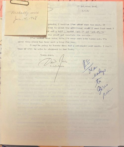 D.A.N. Jones letter