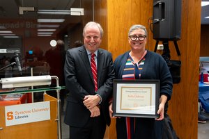 Kelly Delevan, Information Literacy Librarian, and David Seaman, Dean of Syracuse University Libraries and University Librarian