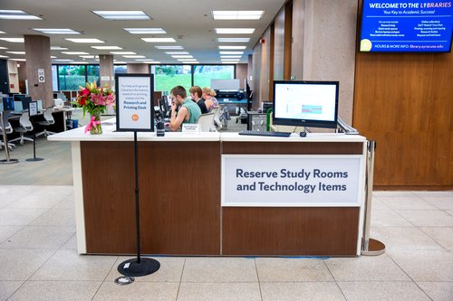 reserve study rooms and technology items desk