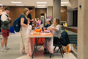 tabling in Bird Library as part of the Academic Major/Minor intra-university transfer fair