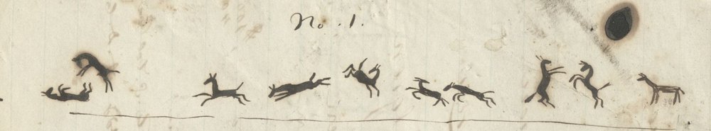 fragment of paper with horse drawing