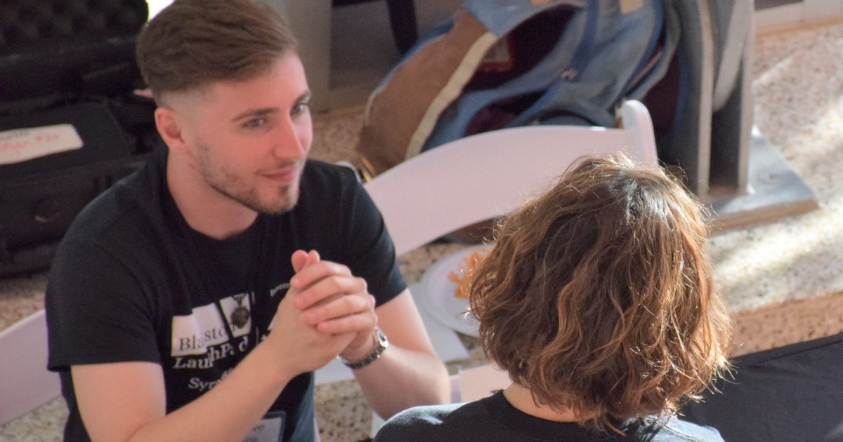 two people talking