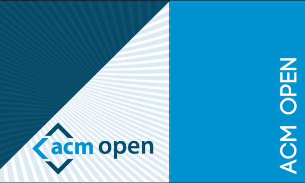 triangles in shades of blue with ACM Open in words