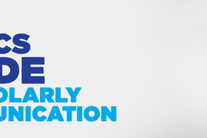 "Banner image featuring the ACS (American Chemical Society) logo and the text 'ACS GUIDE TO SCHOLARLY COMMUNICATION' in bold blue letters on a white background. To the right, there is a laboratory flask filled with an orange liquid