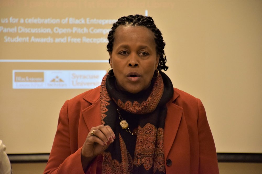 Sharon Owens speaking at event