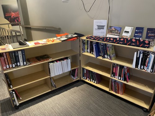Drama pop up bookshelves with materials