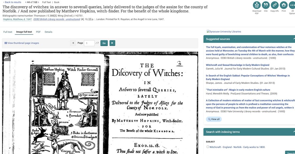 screen shot of the Discovery of Witches