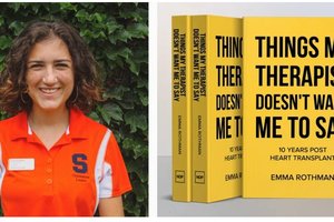 headshot of Emma Rothman and yellow book cover