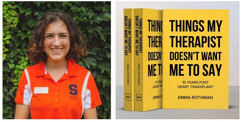 headshot of Emma Rothman and yellow book cover