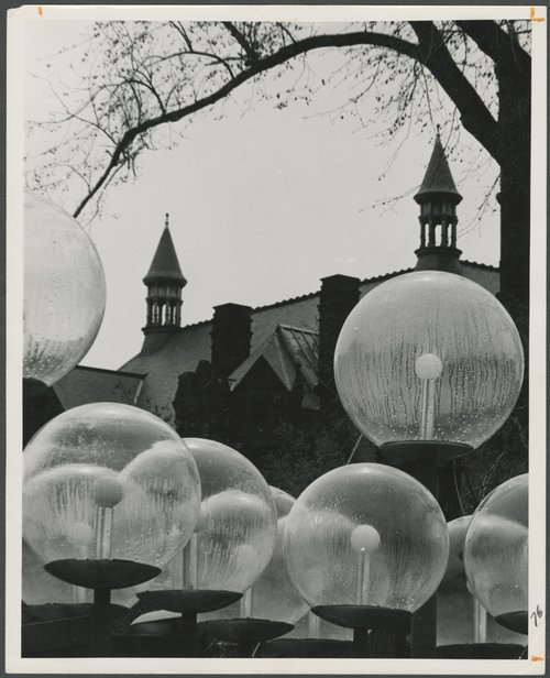 Exterior view of Crouse College, 1966. Syracuse University Photograph Collection.