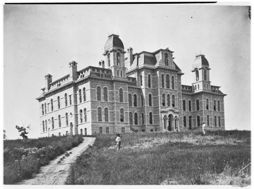 Exterior view of Hall of Languages, 1886. Syracuse University Photograph Collection.