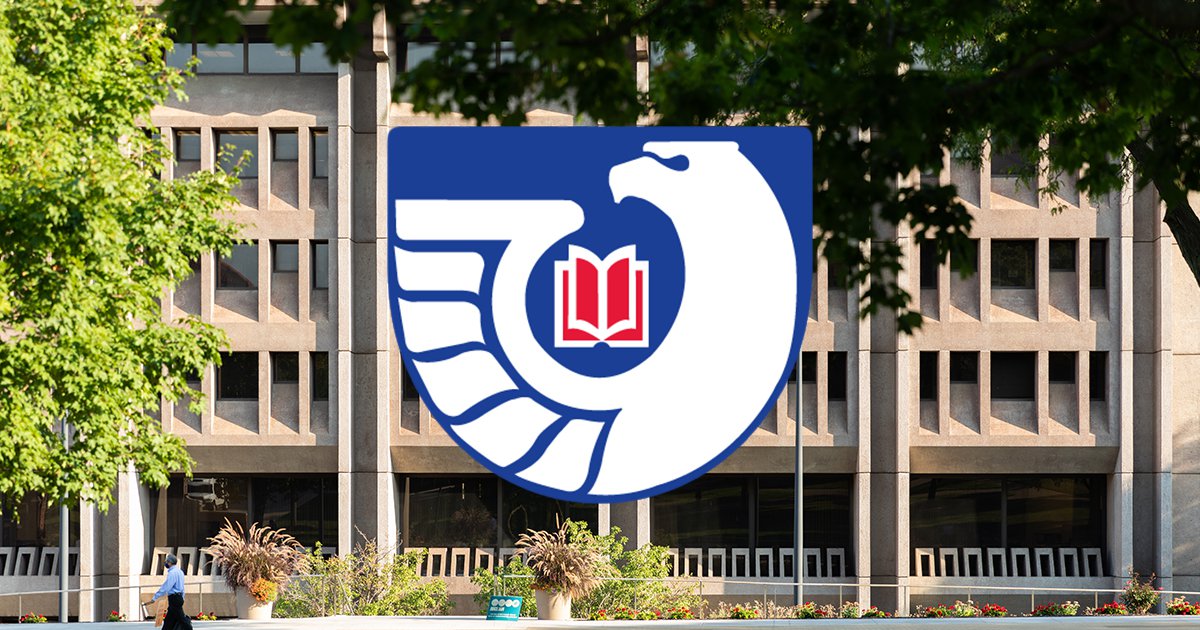 Federal Depository Library Program logo over a picture of Bird Library surrounded by green trees