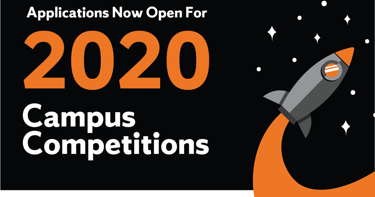2020 campus competition poster in black white and orange color
