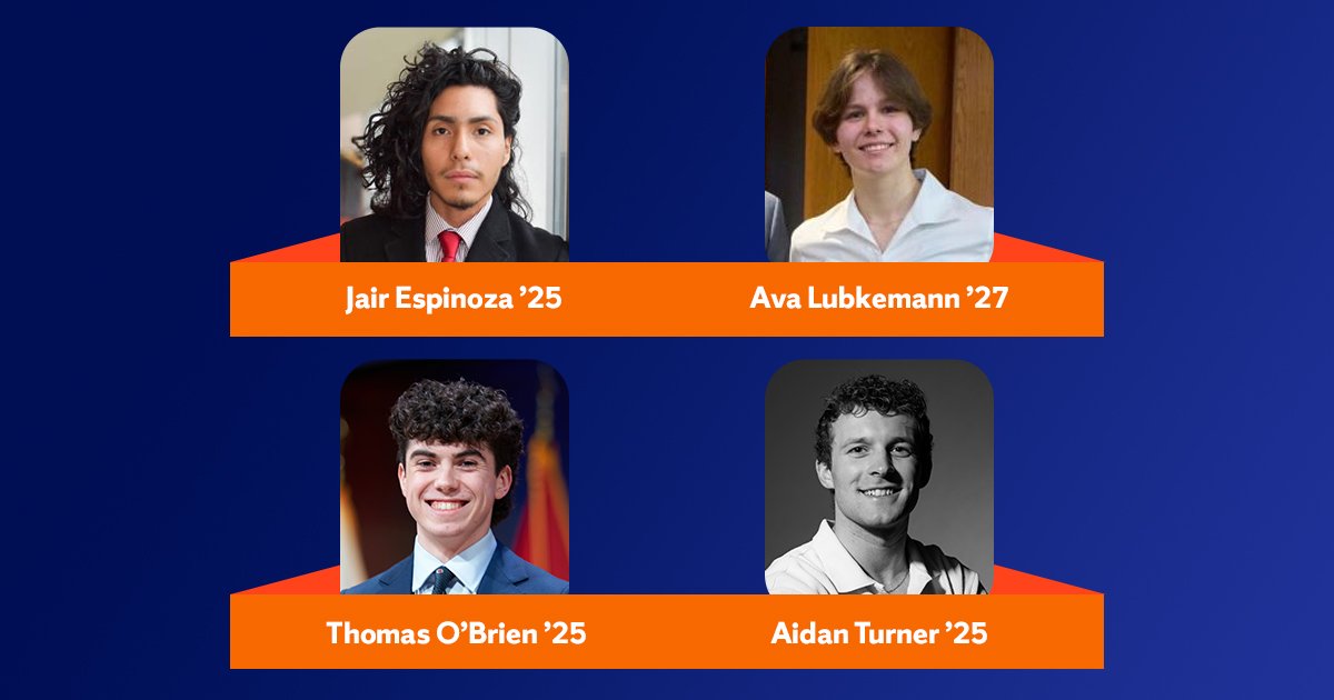 4 headshots with names of 4 Orange Innovation Scholars 2024-2025