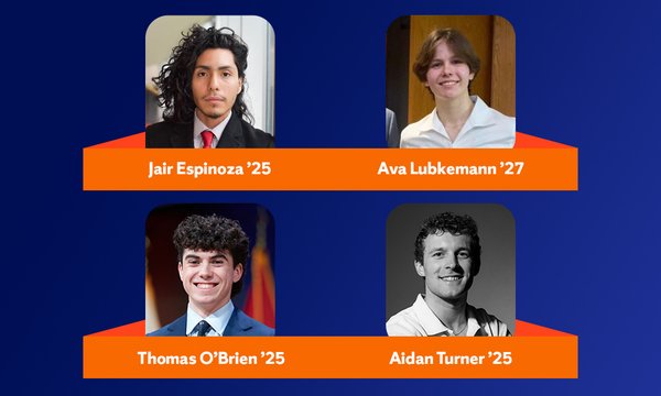 4 headshots with names of 4 Orange Innovation Scholars 2024-2025