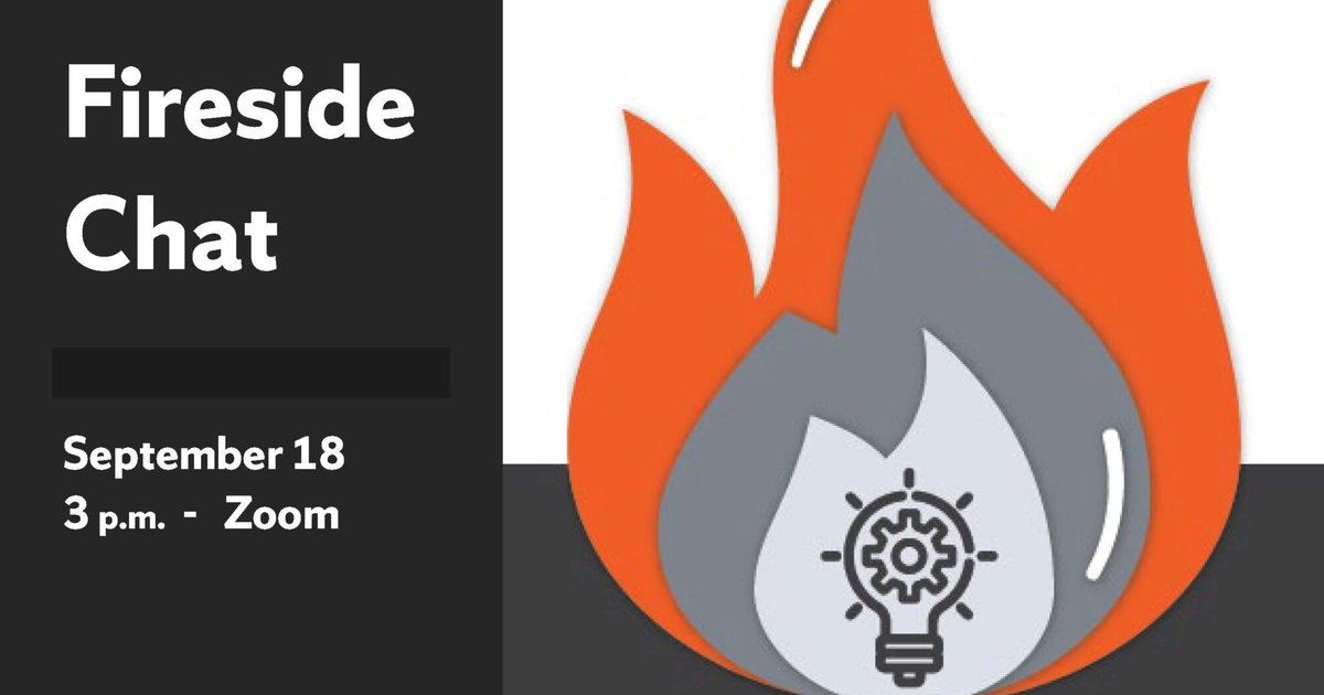Fireside-Chat poster contains flame icon