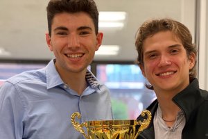 Sam Hollander (left) and Bruno Gonzalez-Hauger, top student competition winners, will lead a workshop on how to create the perfect pitch