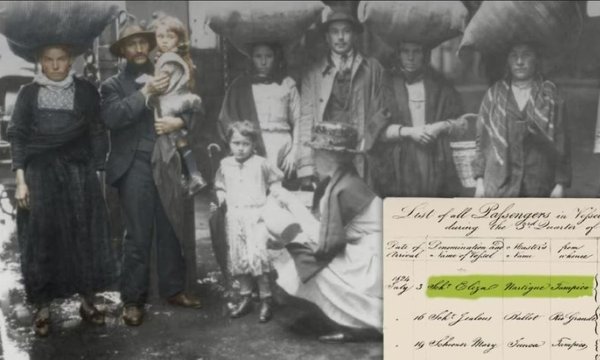 Immigrants arriving to Ellis Island and a passenger manifesto